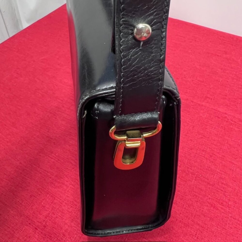 Classic Formal  Italian Black Leather  Bally Shoulder/Handbag + 100% /Silk scarf - Picture 15 of 16